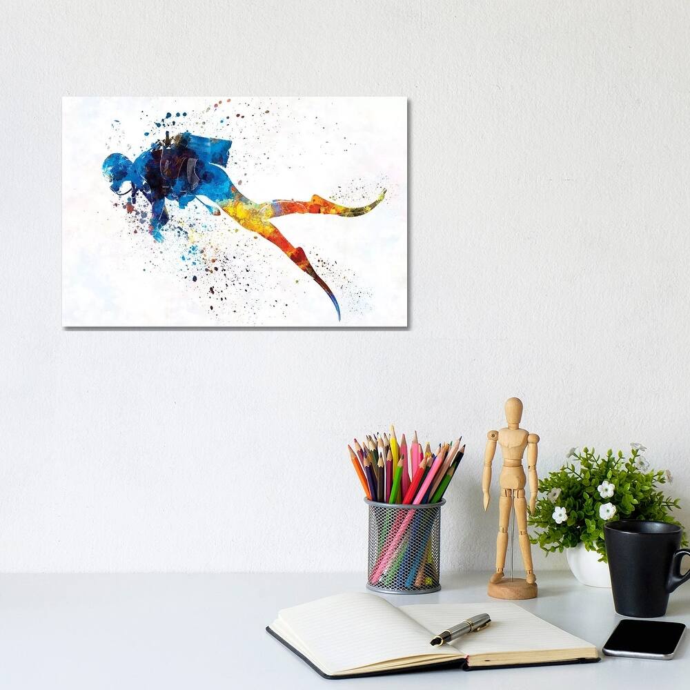 iCanvas "Scuba Diver In Watercolor I" by Paul Rommer Canvas Print