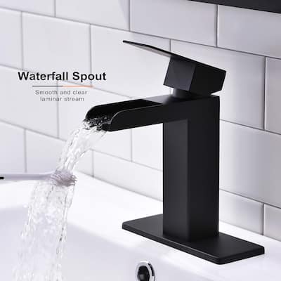 PROOX Bathroom Waterfall Faucet Single Handle with Drain Assembly