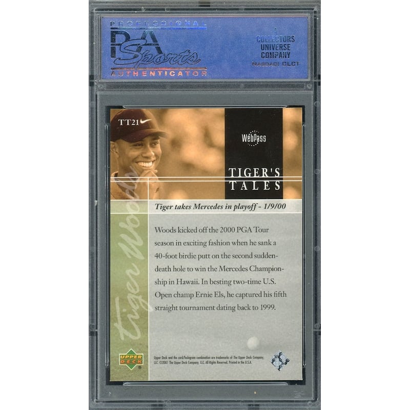 Tiger Woods 2001 Upper Deck Tiger's Tales Golf Card #TT21 Graded PSA 9 MINT - 8'6" x 11'6"