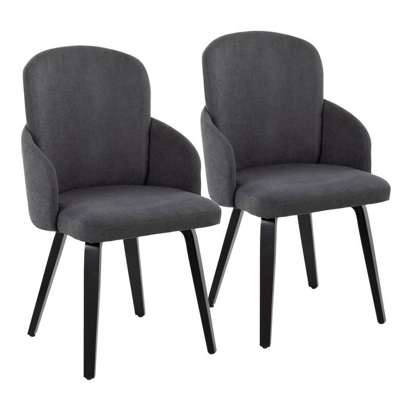 Silver Orchid Dahlia Dining Chair with Wood Legs (Set of 2)