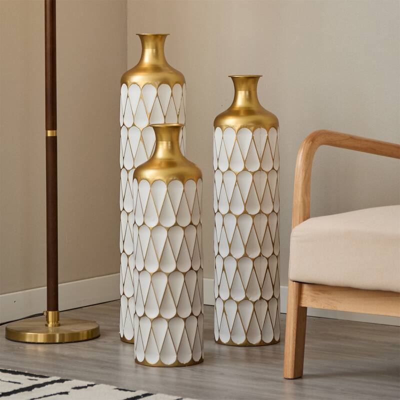 Modern Decoration Floor Metal Vase with Glazed (Set of 3)