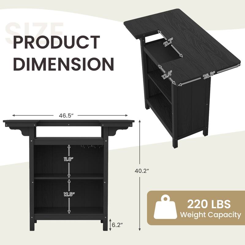 HDPE Indoor/Outdoor Bar Table with Storage Shelves