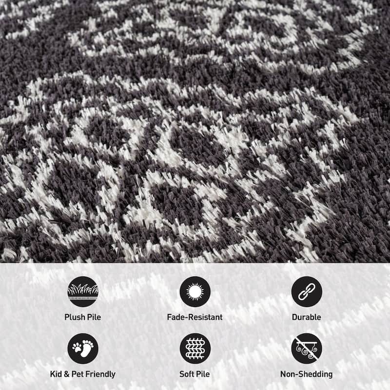 Geometric Shag Rug - Anthracite Dark Gray - Durable Rug for Living Room, Bedroom, or Entryway - Easy to Maintain