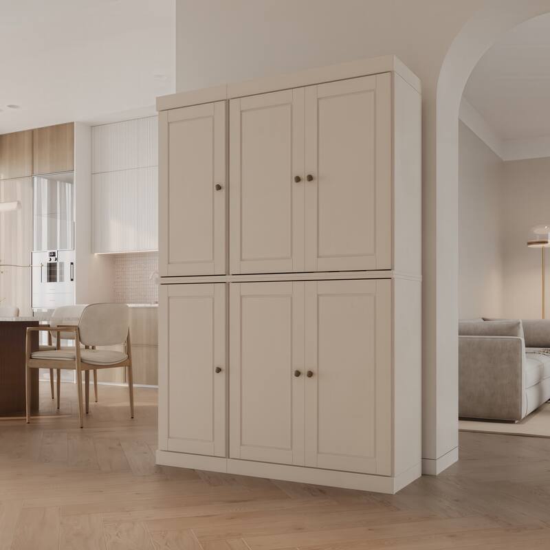 Palace Imports 100% Solid Wood Pantry Cabinet, Raised Panel Doors, 2 Drawers, Adjustable Shelves, 48.5" Wide, 71.5" Tall