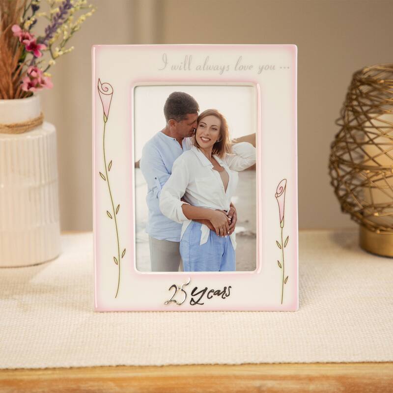 I Will Always Love You 25th Anniversary Picture Frame - for 4" x 6" Photo - White