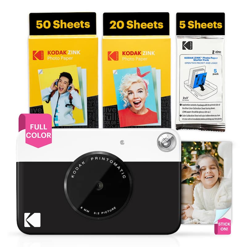 Kodak x Barbie Printomatic Instant Print Camera, Iconic Style Case + Zink Paper (20 Sheets) - Bundle - Pink - N/A
