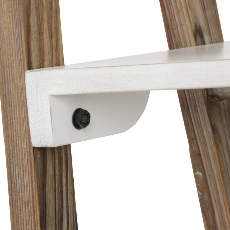 4-Tier Foldable Handmade Display Shelf - 61.25" - Brown and White