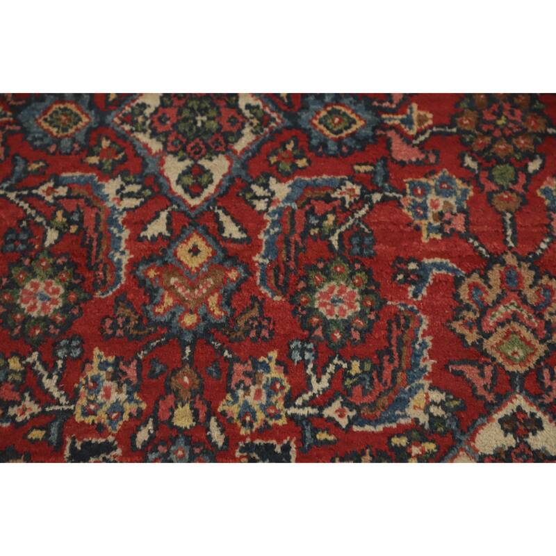 Hand Knotted Oriental 100% Wool Carpet Traditional Floral Red Mahal Area Rug - 11' 11'' X 9' 2''