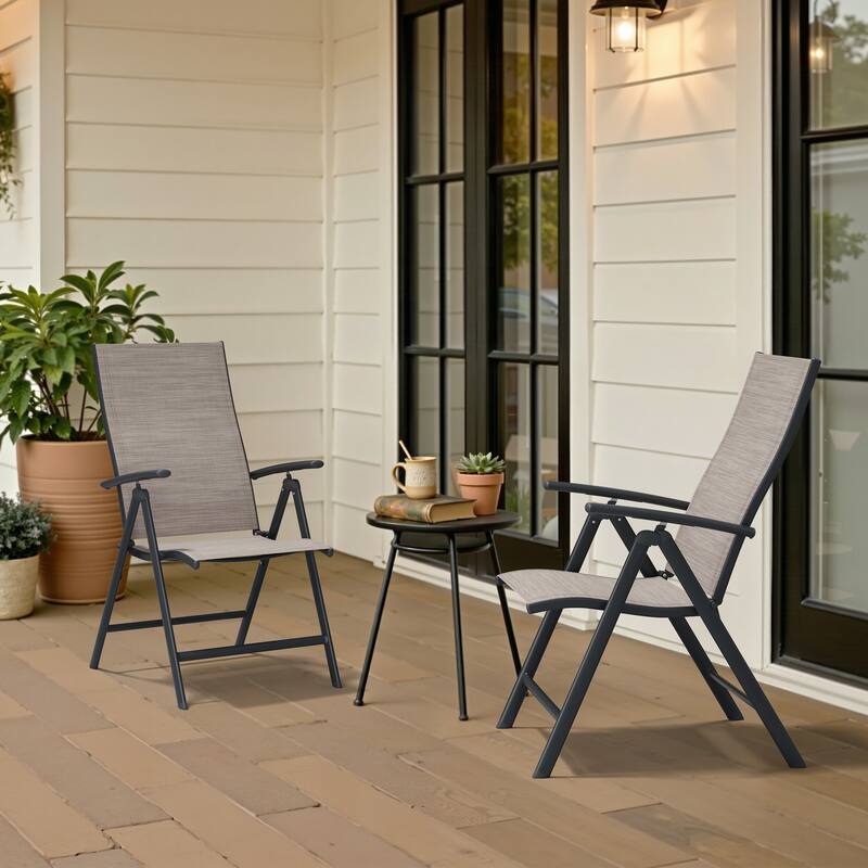 2/4/6-piece Folding Patio Chair Set Outdoor Adjustable Dining Chairs
