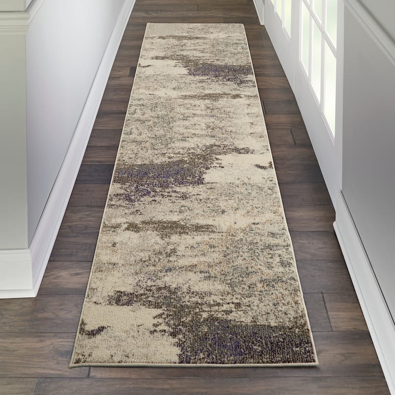 Nourison Modern Abstract Sublime Area Rug - Ivory/Grey - Runner - 2' x 6' Runner