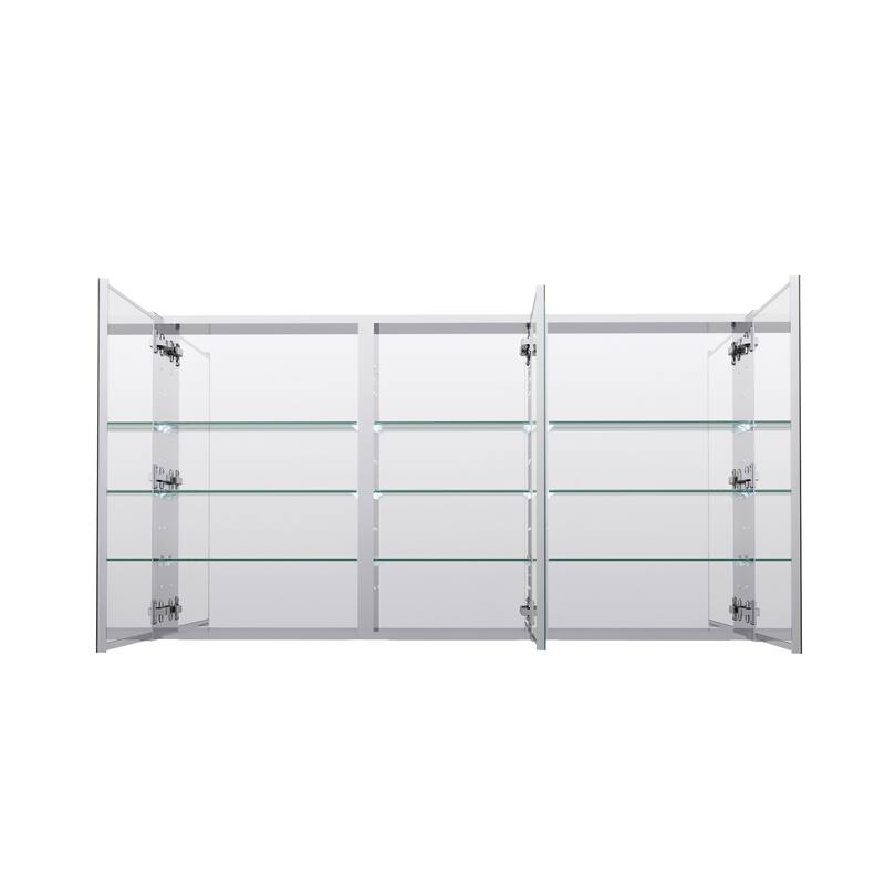 52''/56''W X 30''H Recessed Or Surface Wall Mount Bathroom Medicine Cabinet With Adjustable Glass Shelves