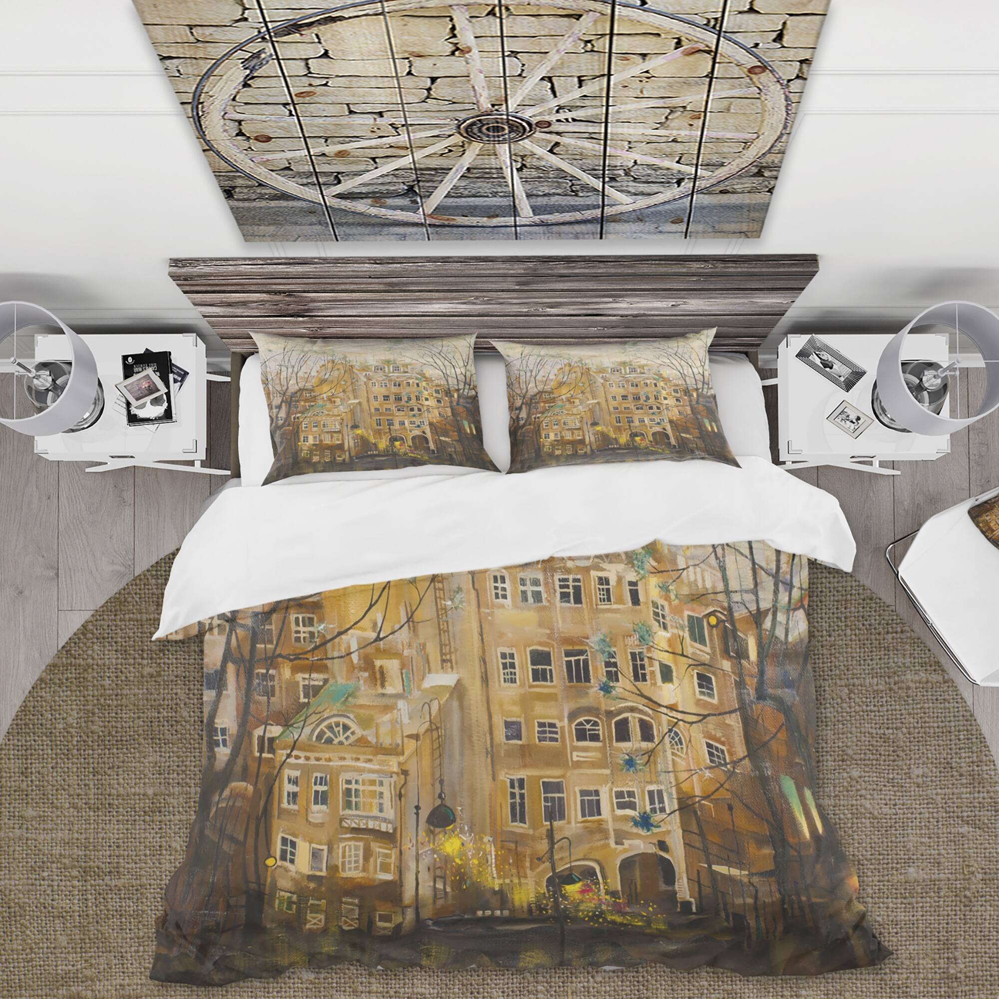 Designart 'Russian City Yard' Traditional Duvet Cover Set Bed Bath