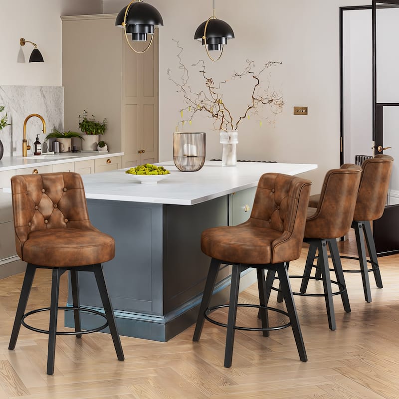 LUE BONA 26" Counter Height Bar Stools Swivel Bar stool with Backs - 26" H