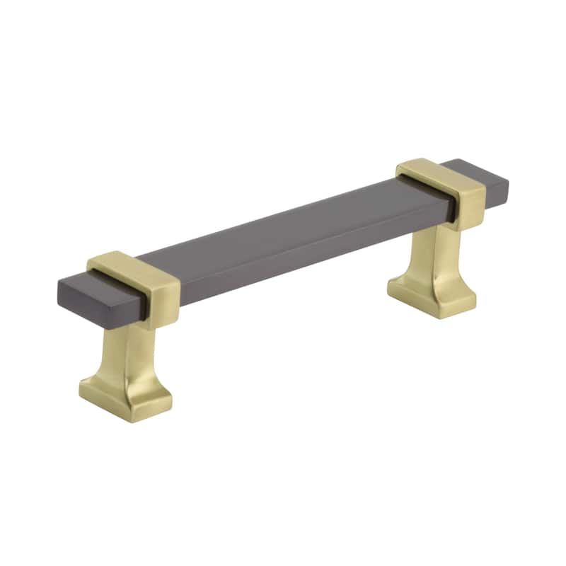 Amerock Overton Cabinet or Furniture Pull - 3-3/4 in (96 mm) Center-to-Center - Black Chrome/Brushed Gold