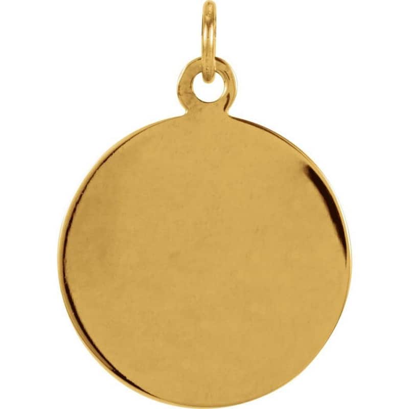 Curata Pendant Necklace 14k Yellow Gold 15mm Polished Round St. Christopher Medal Jewelry Gifts for Women