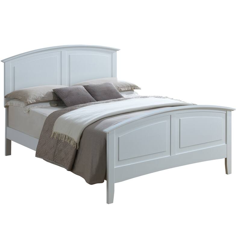 Solid Curved Rail Wooden Panel Twin Bed - 77" - White
