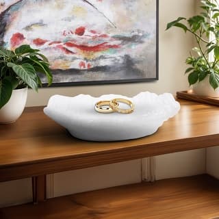 Allan Andrews Hand Finished Glossy White Ceramic Flowing Wave Tray - Glossy White - 13"W x 11.25"D