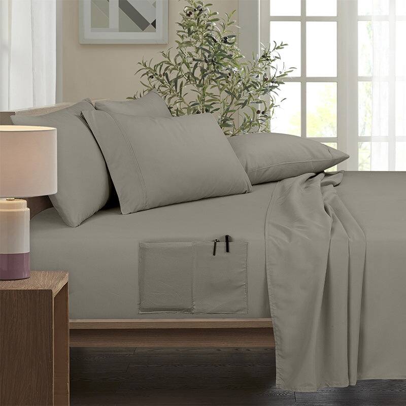 Rayon from Bamboo 6 Piece 1800 Thread Count Smart Pocket Sheet Set - Twin - Taupe