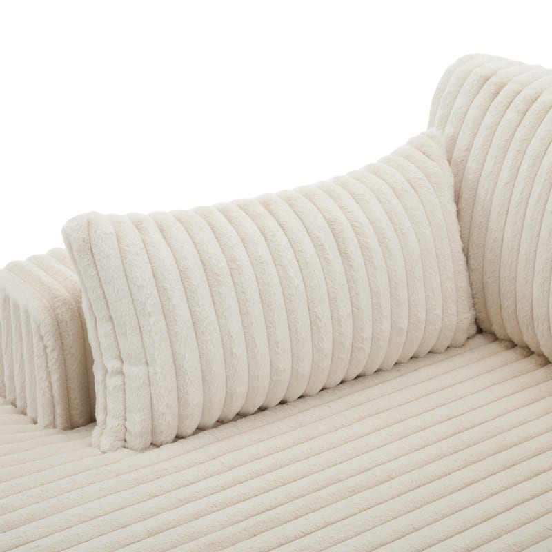 42" W Plush Corduroy Upholstered Chaise Lounge Sleeper for Living