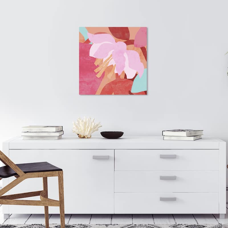 Wynwood Studio Canvas Abstract Pink Sunset Floral Pink and Modern & Contemporary Wall Art Canvas Print - 20 x 20