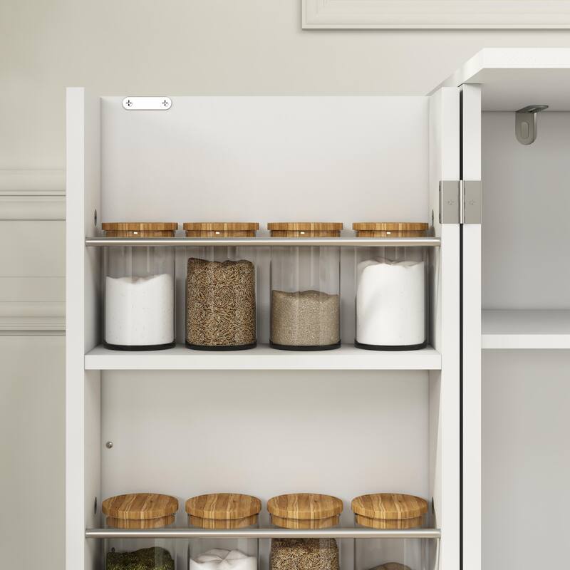 White Buffet Cabinet with Storage, 55" Kitchen Sideboard Buffet with Drawers & 4 Doors, Modern Coffee Bar Cabinet Credenza