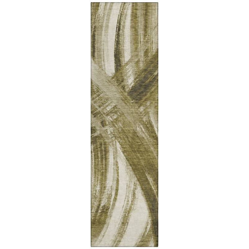 Machine Washable Indoor/ Outdoor Abstract Brushstroke Chantille Rug