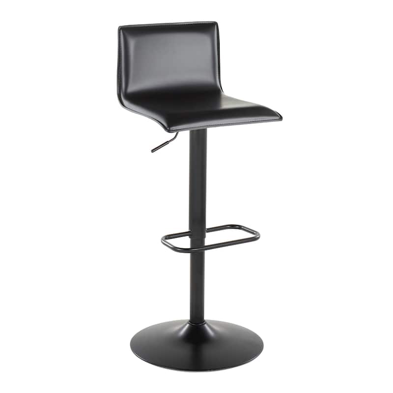 Porch & Den Mara Upholstered Adjustable Bar Stool with Rounded Rectangle Footrest (Set of 2)