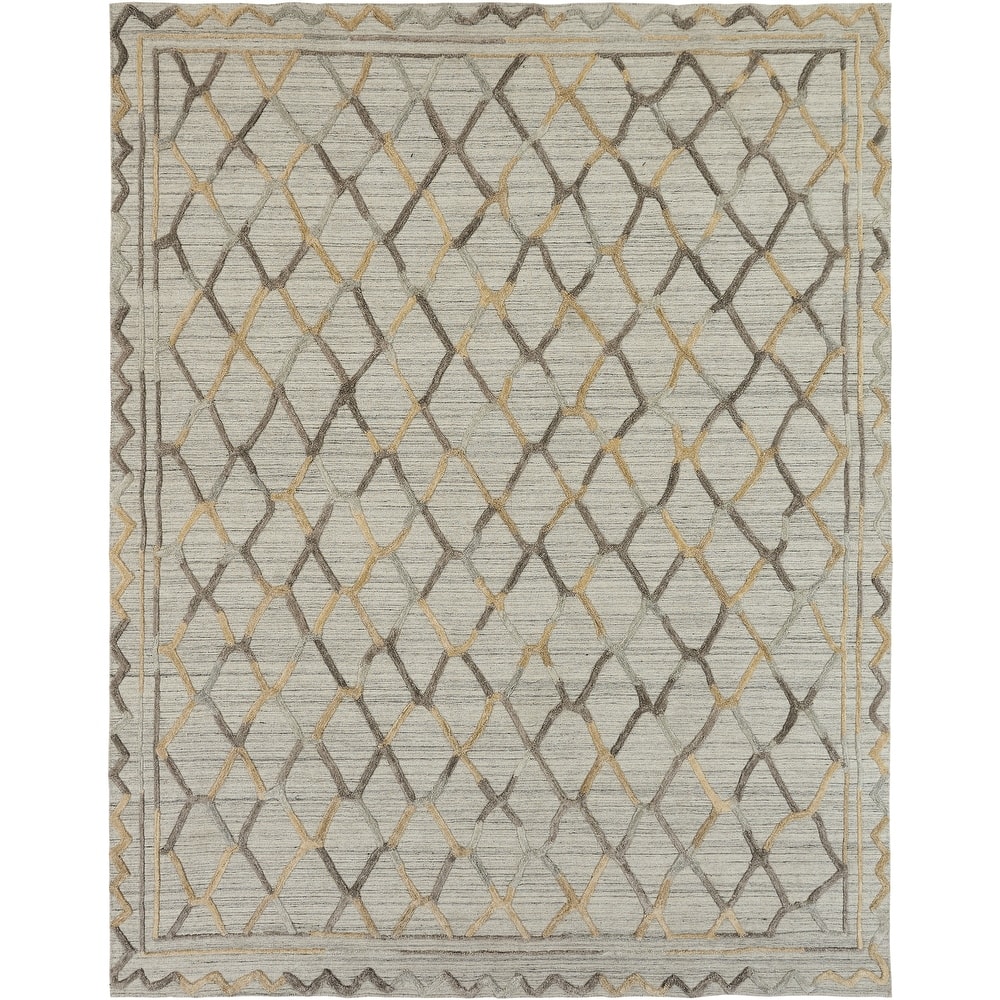 Modern Multi-Colored Hand-Loomed Wool & Viscose Area Rug