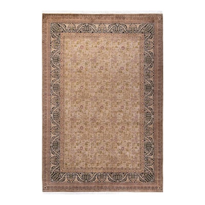 Overton Hand Knotted Wool Vintage Inspired Modern Contemporary Overdyed Beige Area Rug - 6' 2" x 9' 2"