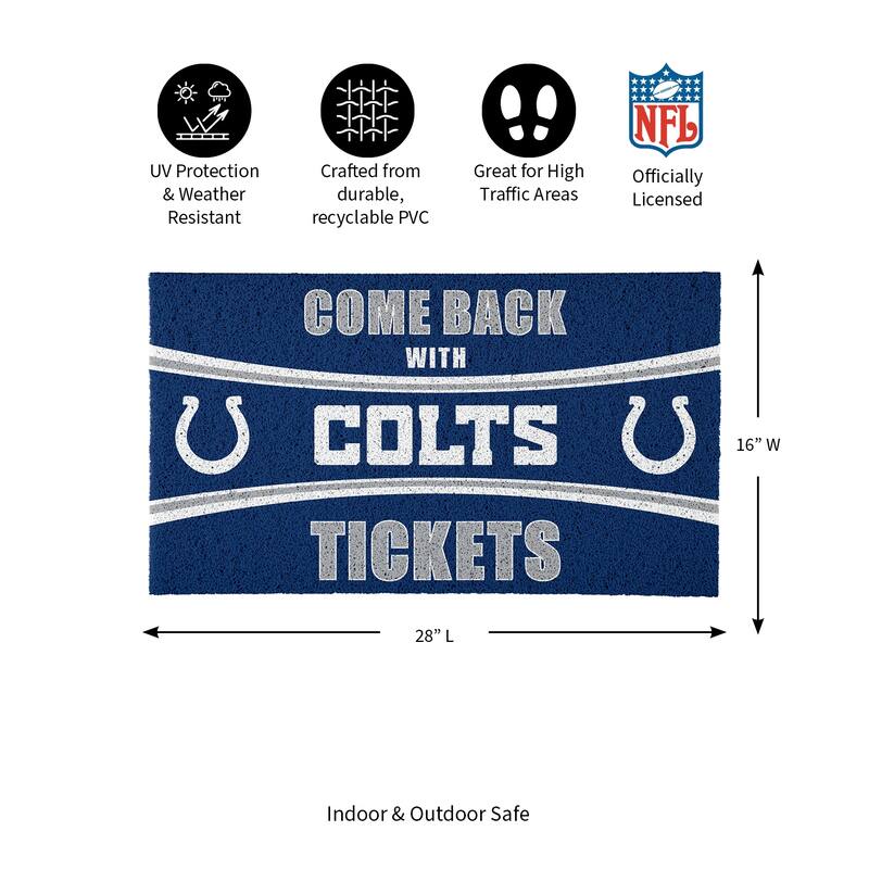 Indianapolis Colts 28 in. x 16 in. PVC "Come Back With Tickets" Trapper Door Mat