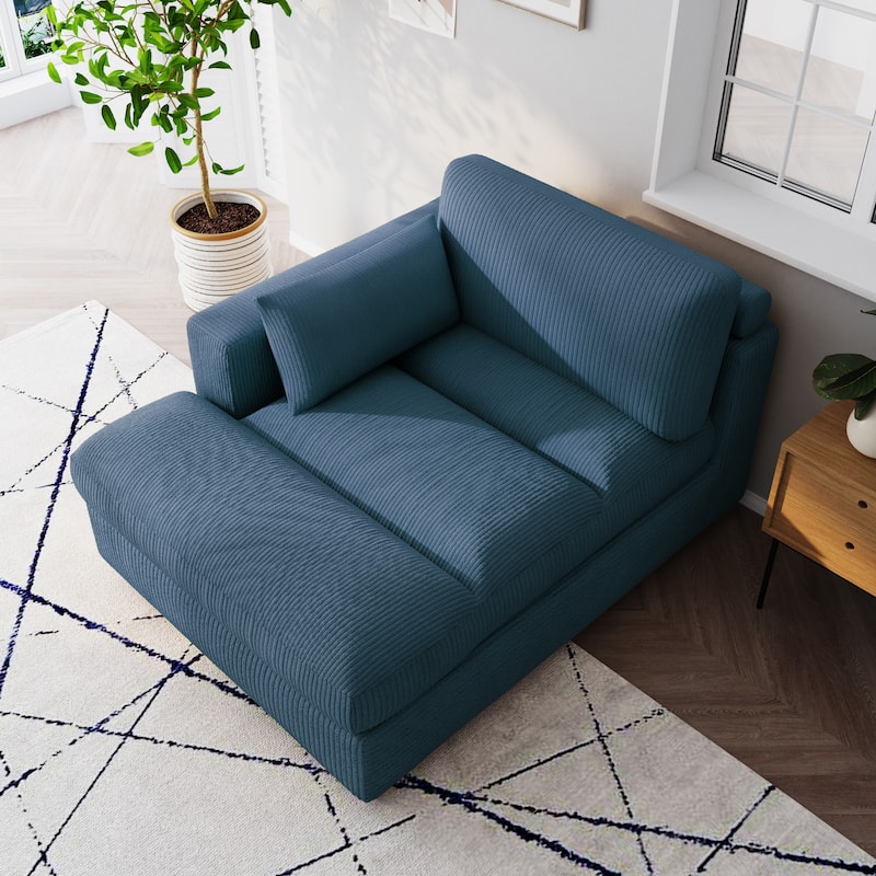 Oversize Corduroy Chaise Lounge Modular Sectional Sofa with Pillow