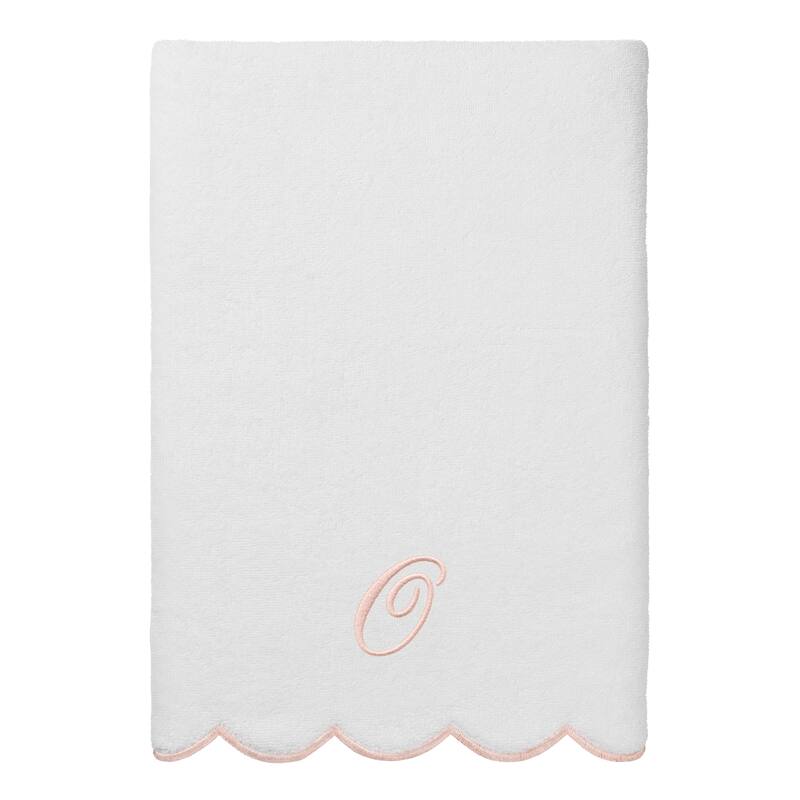 Authentic Hotel and Spa 100% Turkish Cotton Pink ADORNIA Scallop Personalized 3 Piece Towel Set - 3 Piece Set