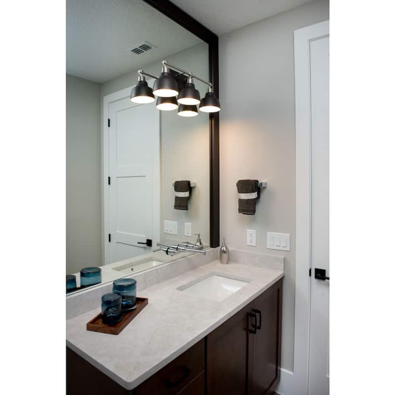 Bramlett 3-light Brushed Nickel/Graphite Metal Shade Bath Vanity Light - 8.120" x 26.620" x 9.620"