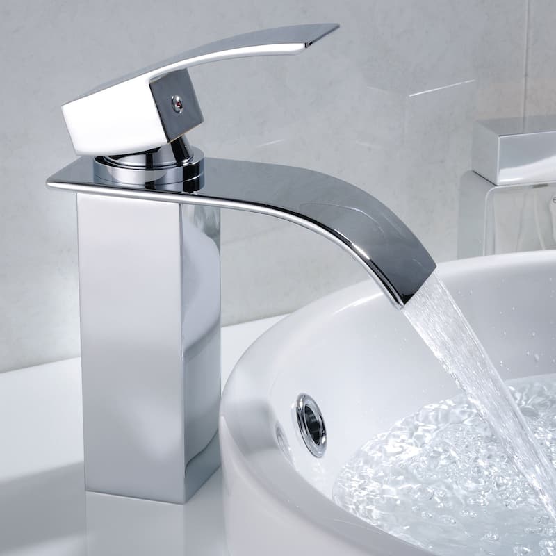 Chrome Single Hole Waterfall Bathroom Sink Vessel Faucet