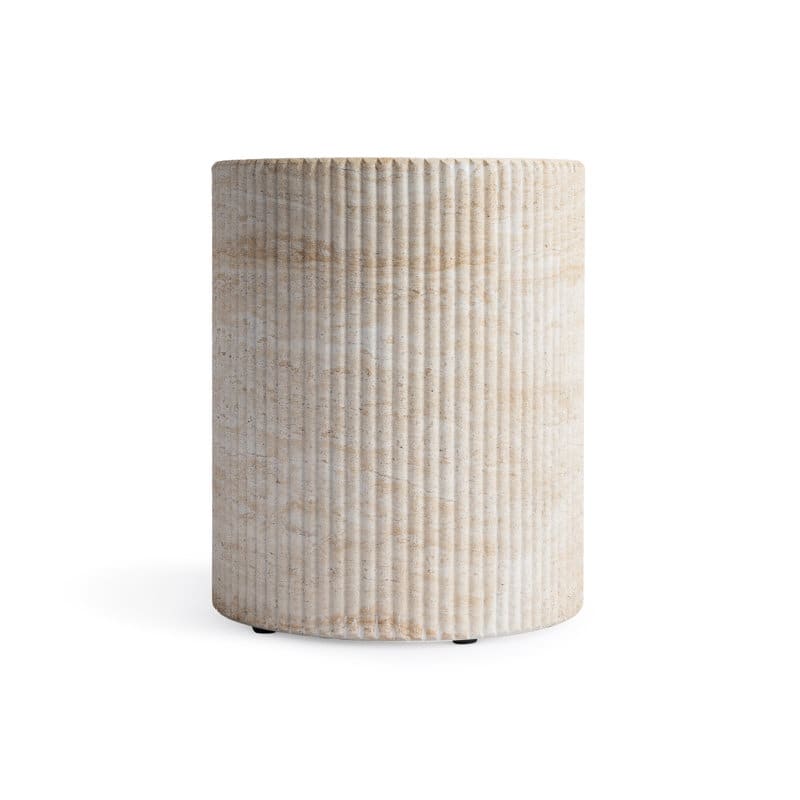 Studio London Maru Travertine Effect Side Table for Indoor and Outdoor - 18.1'' H X 11'' W X 15.8'' D