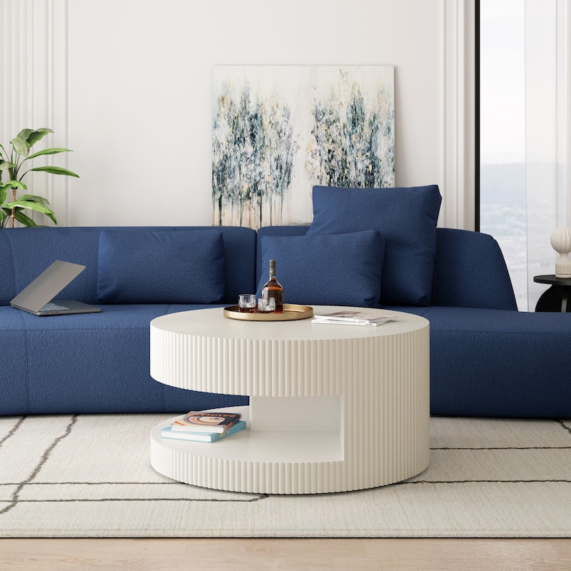 Contemporary Coffee Table for Living Room, Bedroom - White-(31.5"L)1PC