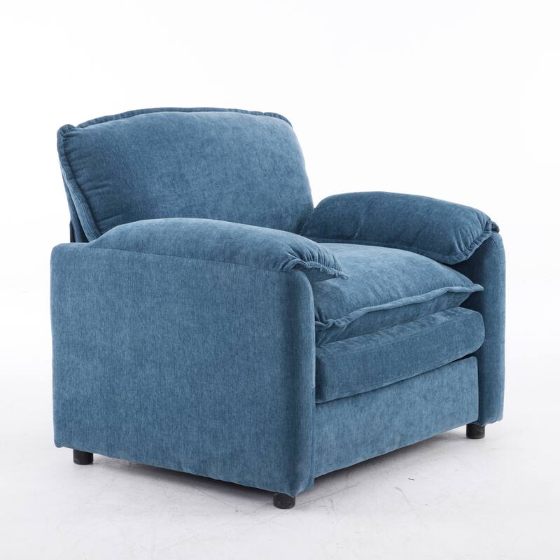 Oversized Chenille Bean Bag Chair, High Back Reading Armchair, Comfy Fluffy Sofa Chair with Cushions & Wide Seat