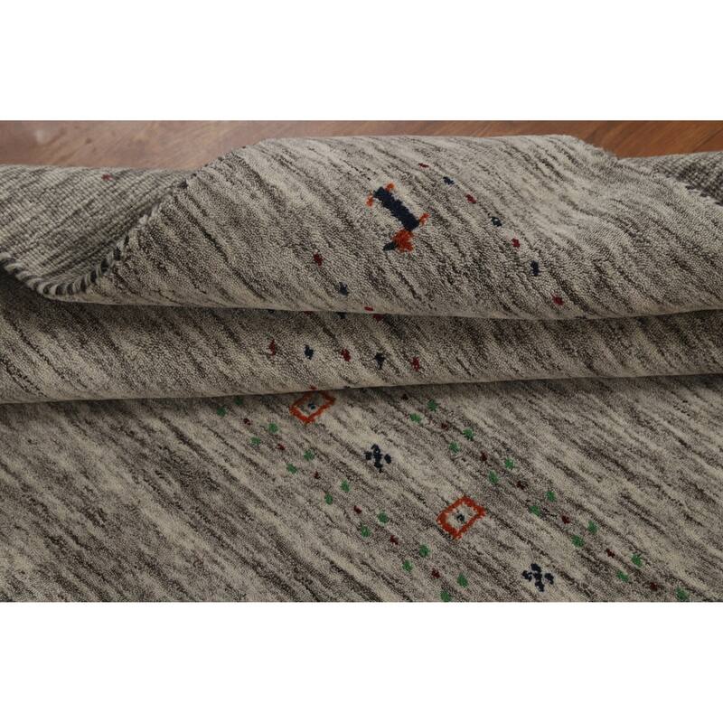 Hand Knotted Oriental 100% Wool Carpet Tribal Animal Pictorial Beige & Ivories Gabbeh Area Rug - 5' 11'' X 4' 1''