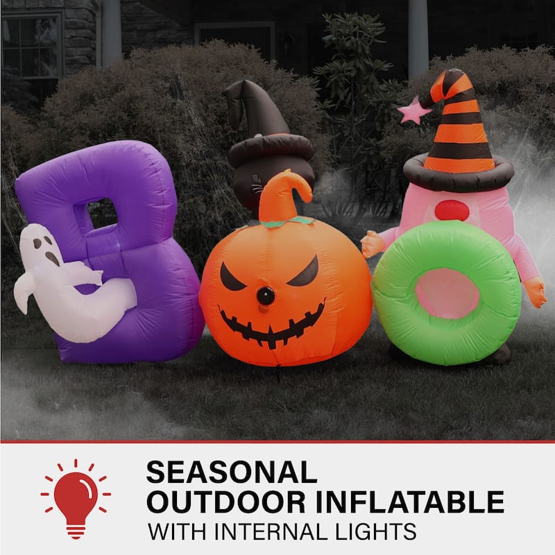 Haunted Hill Farm 5-Ft. Tall Pre-lit Musical Inflatable Boo Sign
