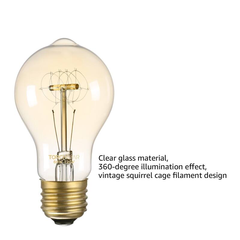 6 Pack Vintage Edison Light Bulbs 60W, Dimmable A19 Incandescent Bulb - 2700K Soft White