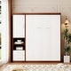 preview thumbnail 1 of 7, Full Size Murphy Bed Wall Bed with Cabinet for Small Living Spaces Brown