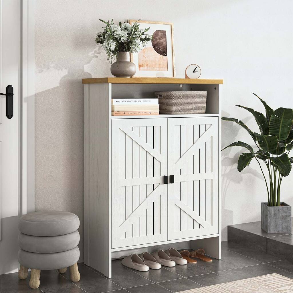 Minimalist Shoe Cabinet with Sliding Doors