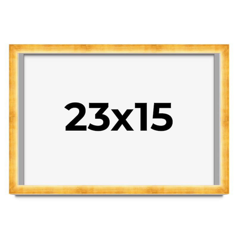 23x15 Shadow Box Frame Gold | 1.625 Inches Deep Real Wood Traditional