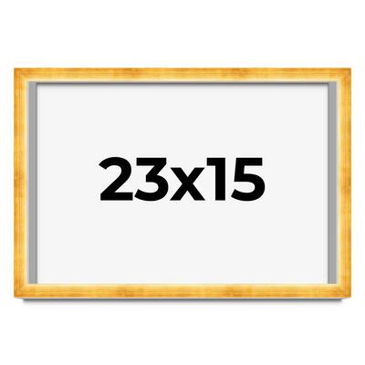 23x15 Shadow Box Frame Gold | 1.625 Inches Deep Real Wood Traditional