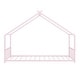 preview thumbnail 6 of 7, Pink Twin Size Metal House Bed with Roof, Fence, and Back