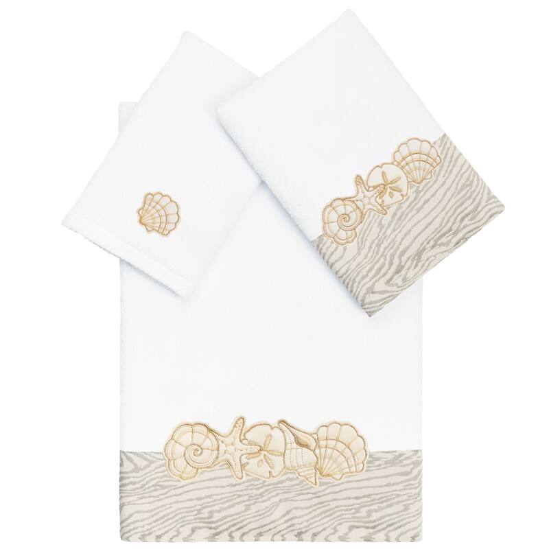 Authentic Hotel and Spa Turkish Cotton Shell Row 3PC Towel Set - White
