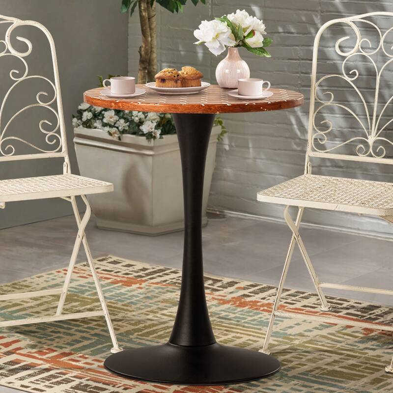 COSIEST Outdoor Patio Mosaic Bar Table - Reddish-Brown