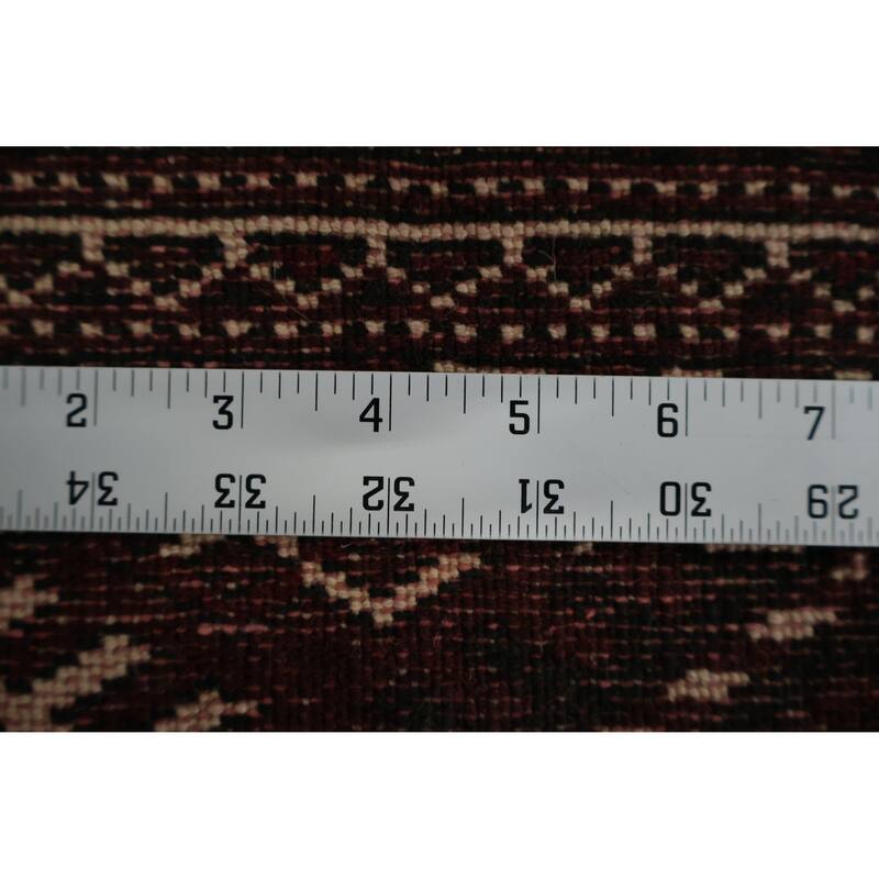 Hand Knotted Oriental 100% Wool Carpet Traditional Geometric Red Bokhara Area Rug - 13' 4'' X 8' 3''