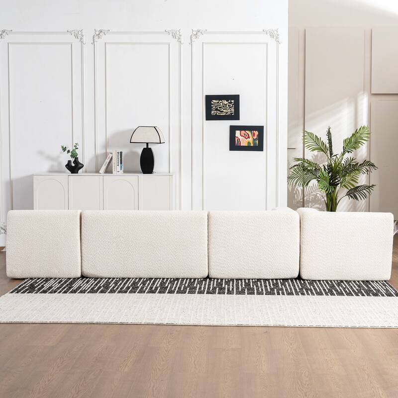 143.7" Polyester Sectional Sofa with 2 Chaise Lounges, Back Pillows