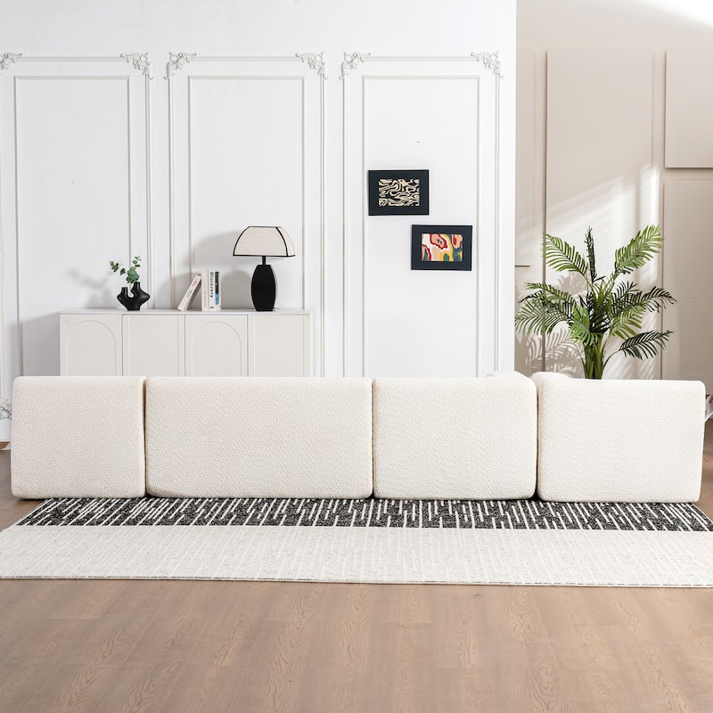 Free-combined Upholstered Sofa Couch with Two Curved Chaise Lounge and Removable Cover